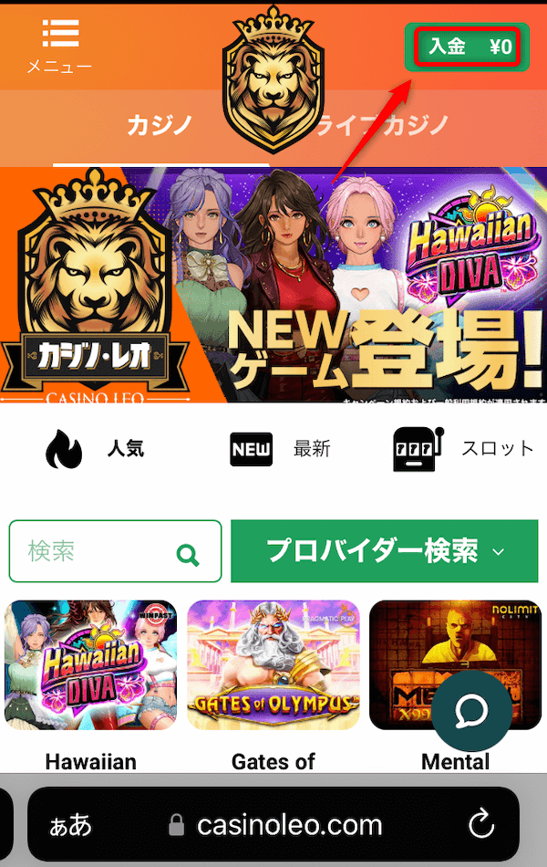 カジノレオ 出金画面へ