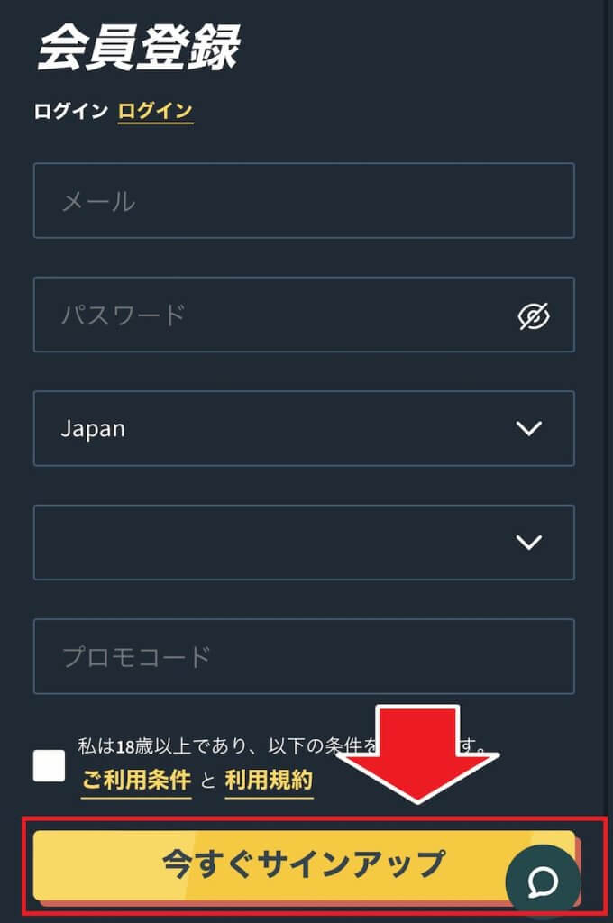 スナッチカジノ 登録方法2